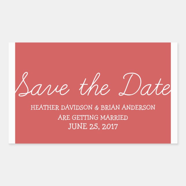 Whimsy Save the Date Stickers, rot Rechteckiger Aufkleber (Vorderseite)