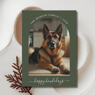 Whimsy Script German Shepherd Happy Howlidays Feiertagskarte