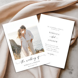 Whimsy Script Modernes Minimal Beach Foto Hochzeit Einladung