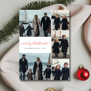 Whimsy Script Red Christmas Nautical Coastal Foto Feiertagskarte