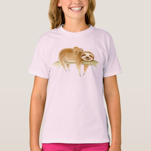 Whimsy sloth und niedliche Babyfarbe T-Shirt (Vorderseite)