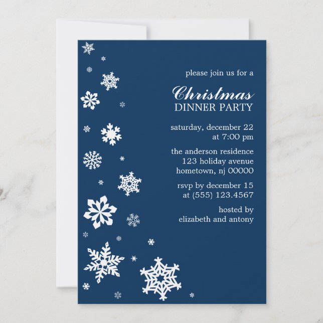 Whimsy Snowflakes Einladungen (Vorderseite)