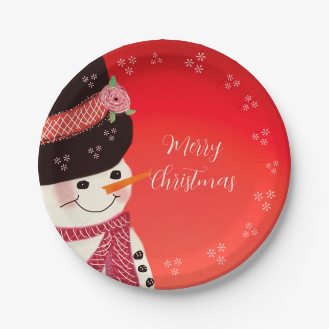 Whimsy Snowman Art Round Pappteller (Vorderseite)