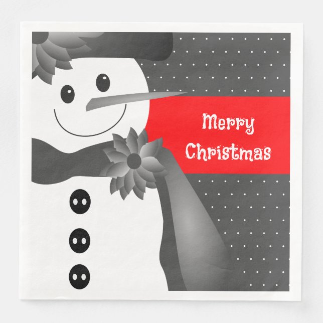 Whimsy Snowman Frohe Weihnachten Serviette (Vorderseite)