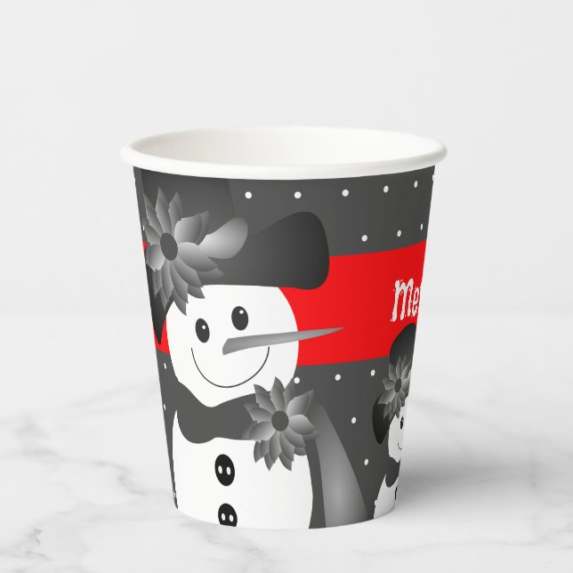 Whimsy Snowmen Design Weihnachten Pappbecher (Vorderseite)