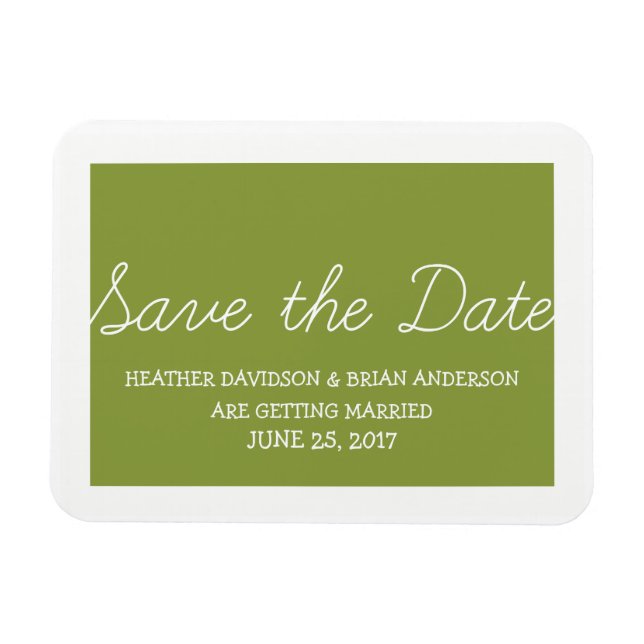 Whimsy speichern Sie das Date Magnet, Olive Green Magnet (Horizontal)