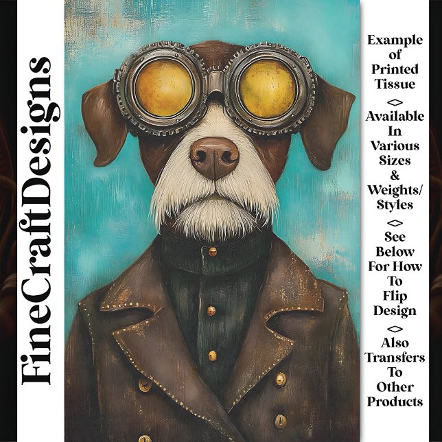 Whimsy Steampunk Niedlicher Hund in Goggles Z2 Dec Seidenpapier (Von Creator hochgeladen)