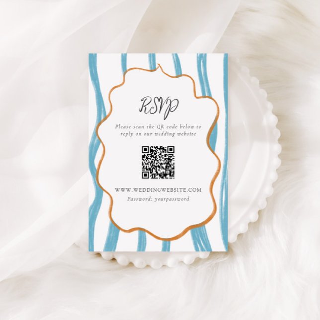 Whimsy Stripes Wedding QR Code Enclosure Card Begleitkarte (Von Creator hochgeladen)
