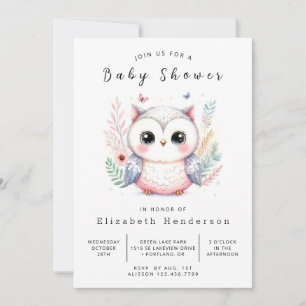 Whimsy-taugliches Owl Babydusche Einladung