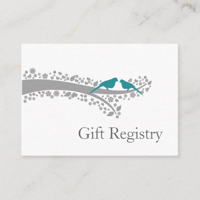 whimsy tree blue lovebirds Gift Registry Cards Begleitkarte (Vorderseite)