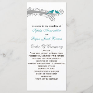 Whimsy tree blue lovebirds Hochzeitsprogramm Programm