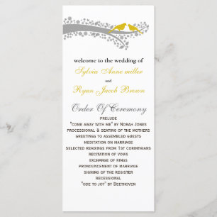 Whimsy tree Gelb Liebhaber Hochzeitsprogramm Programm