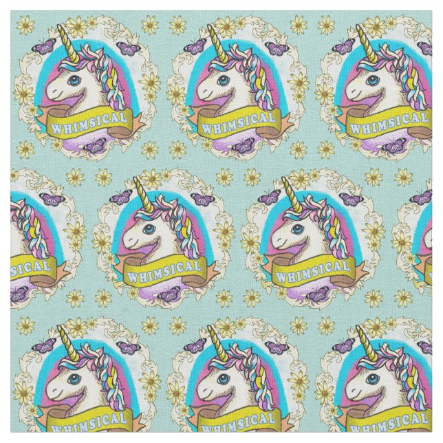 Whimsy Unicorn Fabric Stoff (Nahaufnahme)