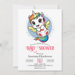 Whimsy Unicorn Kinderdusche Einladung