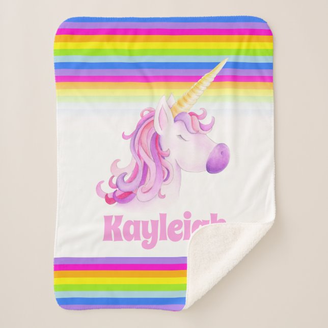 Whimsy unicoron Regenbogenkinder individuelle Name Sherpadecke (Vorderseite)