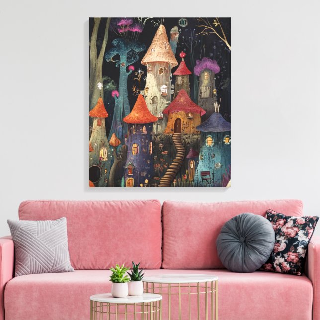 Whimsy-verzauberter Wald Leinwanddruck (Insitu (Wohnzimmer))