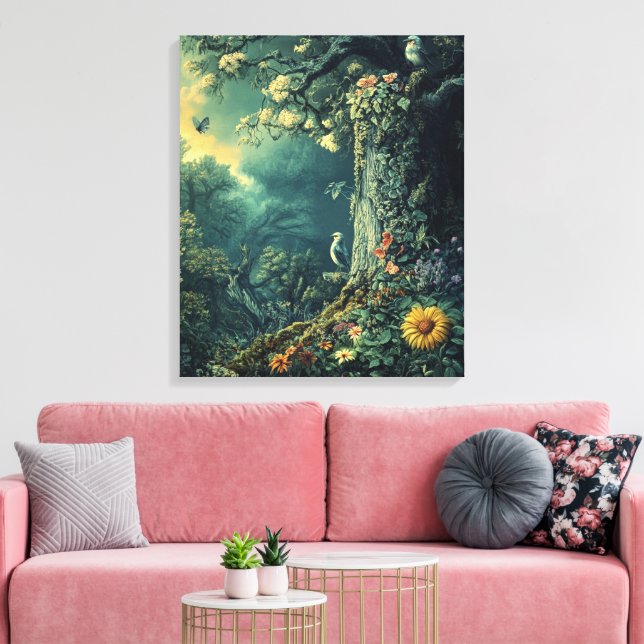 Whimsy-verzauberter Wald Leinwanddruck (Insitu (Wohnzimmer))