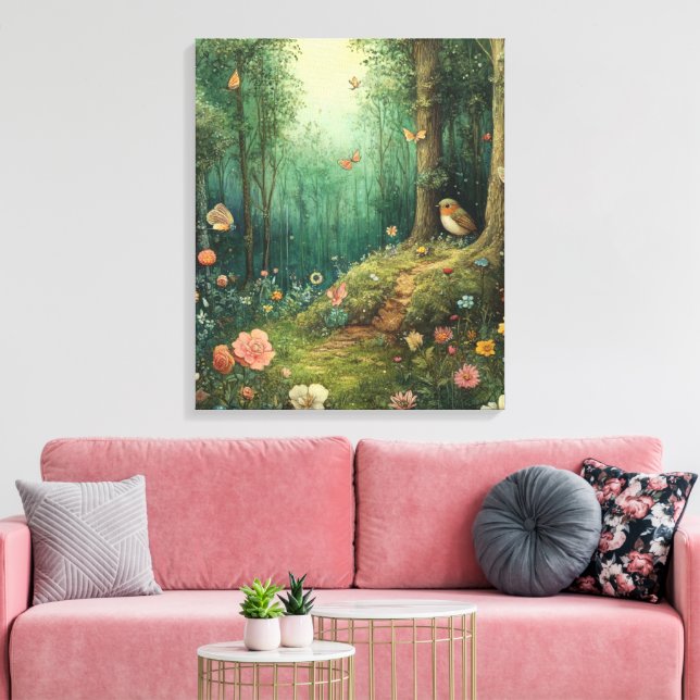 Whimsy-verzauberter Wald Leinwanddruck (Insitu (Wohnzimmer))