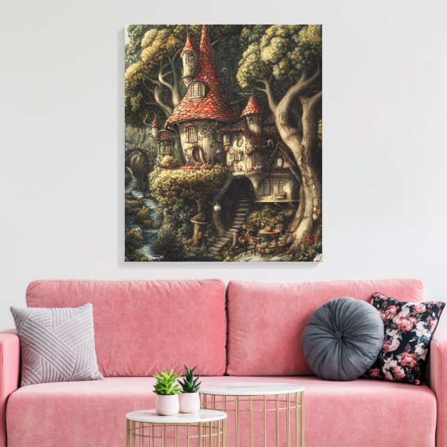 Whimsy-verzauberter Wald Leinwanddruck (Insitu (Wohnzimmer))