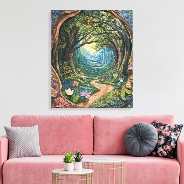 Whimsy-verzauberter Wald Leinwanddruck (Insitu (Wohnzimmer))