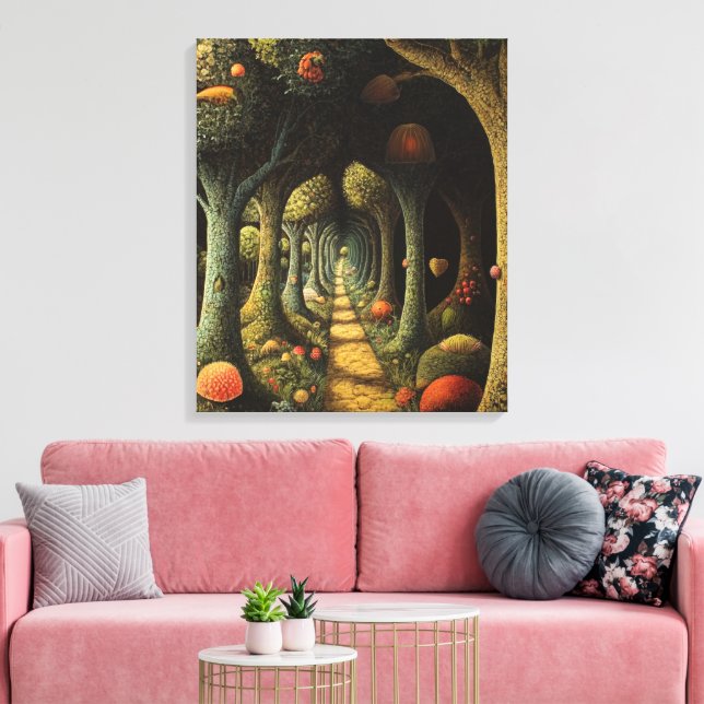 Whimsy-verzauberter Wald Leinwanddruck (Insitu (Wohnzimmer))