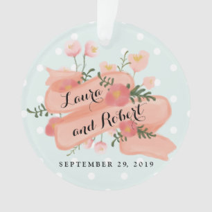 Whimsy Vintag Banner Custom Wedding Foto Ornament