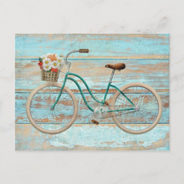 Whimsy Vintag Beach Cruiser Fahrrad Postkarte (Vorderseite)