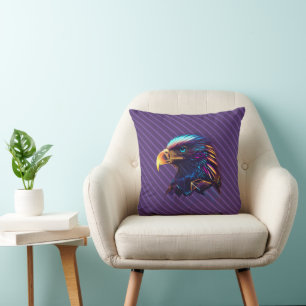 Whimsy Vivid Radiant Futuristic Neon Eagle Kissen