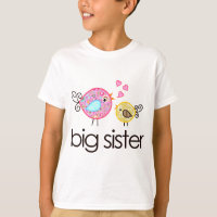 Whimsy Vogel-große Schwester-T - Shirt-Mitteilung