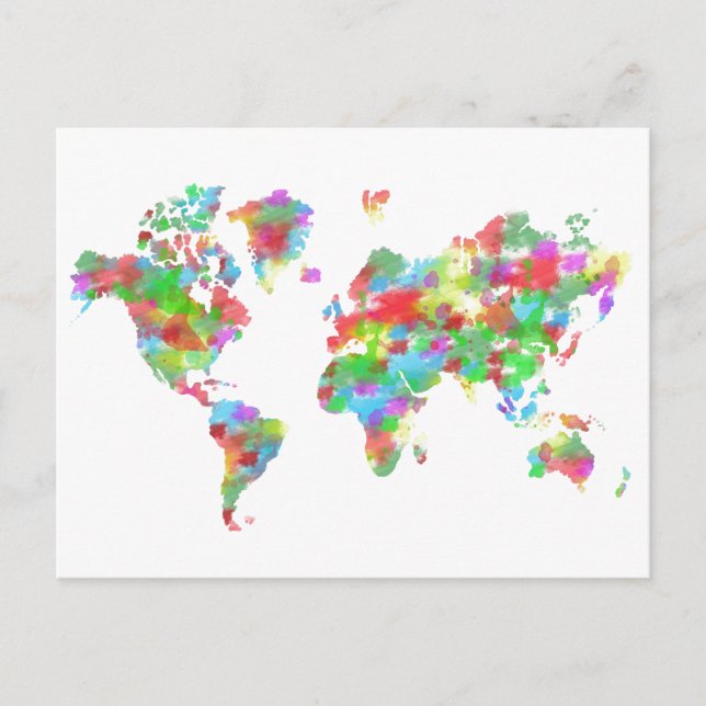 Whimsy Watercolor Planisphere - Karte der Welt (Vorderseite)