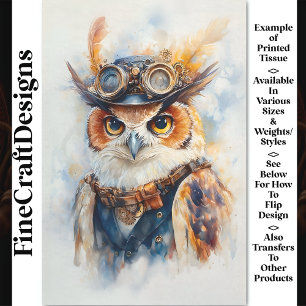 Whimsy Watercolor Wise Owl Explorer CE2 Decoupage Seidenpapier