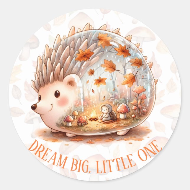 Whimsy Wilderness Critters - der Igel - Runder Aufkleber (Vorderseite)