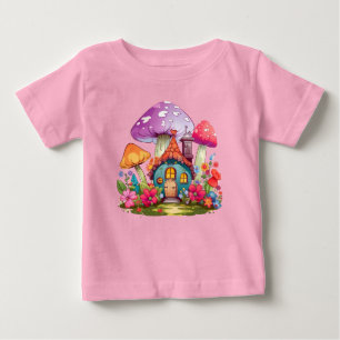 Whimsy Wonderland Mushroom House Baby Bodysuit T-shirt