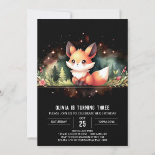 Whimsy Woodland Fox Geburtstag digital Einladung