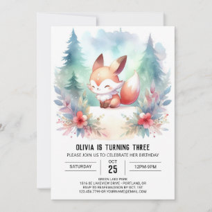 Whimsy Woodland Fox Geburtstag digital Einladung