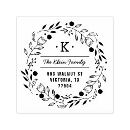 Whimsy Wreath Monogram Address Briefmarke Permastempel