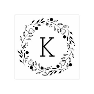 Whimsy Wreath Monogram Kautschuk Briefmarke Gummistempel