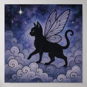 WhimsyBlackCatFairy Poster