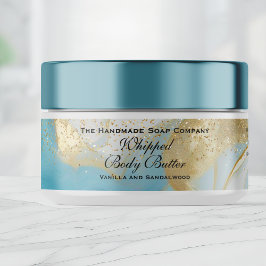 Whipped Body Butter Blue Gold Glitter Jar Label