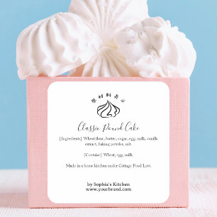 Whipped Cream Bakery-Zutaten Minimalist Quadratischer Aufkleber
