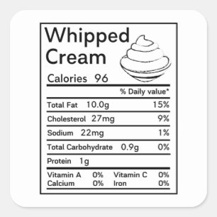 Whipped Cream Nutrition Fakten passend Quadratischer Aufkleber