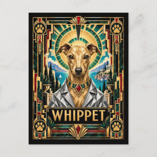 Whippet, Art Deco Hund Postkarte
