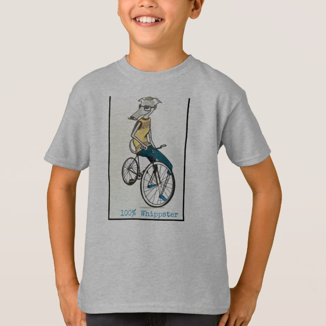 Whippet auf einem Fahrrad T-Shirt (Vorderseite)