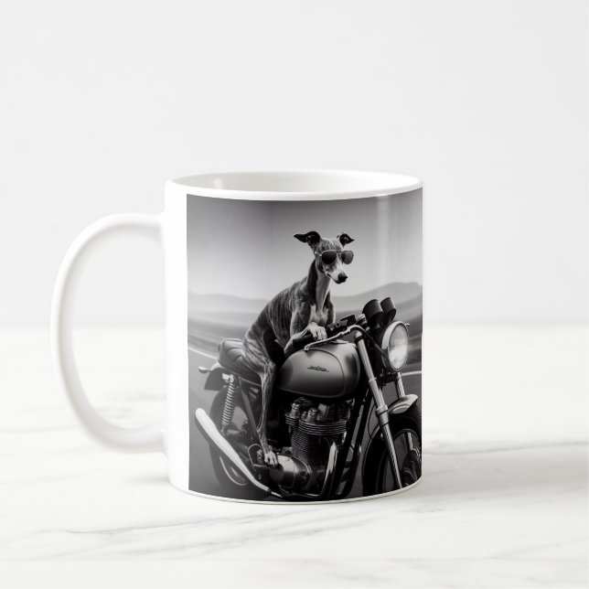 Whippet auf einem Motorrad Kaffeetasse (Links)