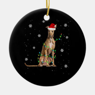 Whippet Christmas Light Cute Santa Whippet Xmas Keramik Ornament