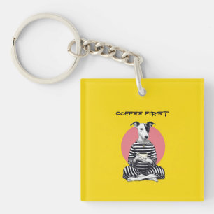 Whippet Coffee Time – Eigenartiger Vintage Hund Schlüsselanhänger