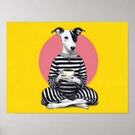 Whippet Coffee Time – Quirky Vintage Dog  Poster