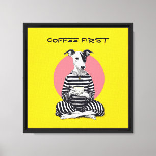 Whippet Coffee Time – Wunderlicher Vintage Hund Leinwanddruck