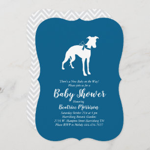 Whippet Dog Baby Shower Blue Einladung