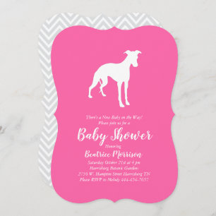 Whippet Dog Baby Shower Girl Pink Einladung